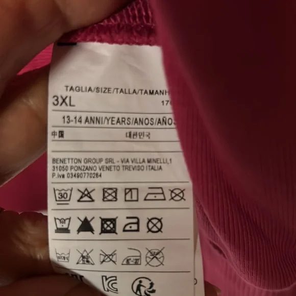 Benetton Zip Up Sweatshirt - two front  pockets - Size 13/14 - Picture 5 of 5